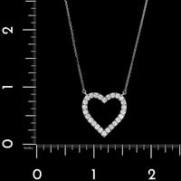 14K White Gold Estate Diamond Heart Pendant Necklace