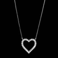 14K White Gold Estate Diamond Heart Pendant Necklace