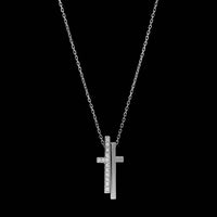 Gucci 18K White Gold Estate Diamond Cross Pendant Necklace