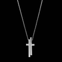 Gucci 18K White Gold Estate Diamond Cross Pendant Necklace