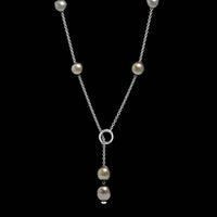 Mikimoto 18K White Gold Estate Cultured Black South Sea Pearls in Motion Necklace