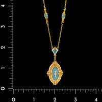 Antique 14K Yellow Gold Estate Diamond and Pearl Guilloche Enamel Necklace