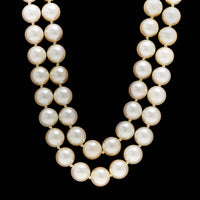14K White Gold Estate Cultured Pearl and Diamond Necklace