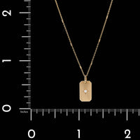 Zoe Chico 14K Yellow Gold Estate Dog Tag Diamond Pendant Necklace