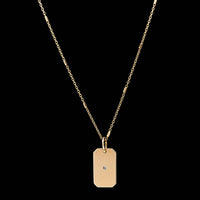 Zoe Chico 14K Yellow Gold Estate Dog Tag Diamond Pendant Necklace