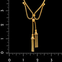 Vintage 18K Yellow Gold Estate Snake Chain Tassel Necklace