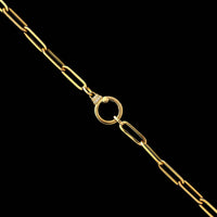18K Yellow Gold Estate Diamond Paperclip Link Necklace