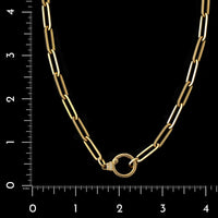 18K Yellow Gold Estate Diamond Paperclip Link Necklace