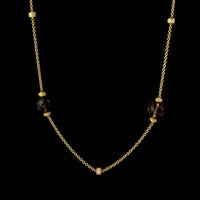 Leslie Greene 18K Yellow Gold Estate Smoky Quartz and Diamond Necklace