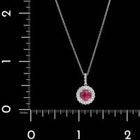 14K White Gold Estate Pink Tourmaline and Diamond Pendant Necklace