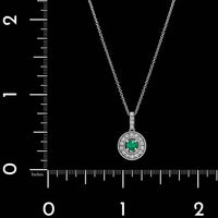 14K White Gold Estate Emerald and Diamond Pendant Necklace