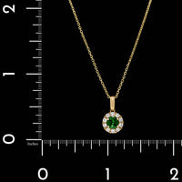 14K Yellow Gold Estate Tsavorite and Diamond Pendant Necklace