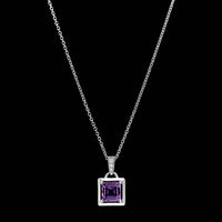 14K White Gold Estate Amethyst and Diamond Pendant Necklace