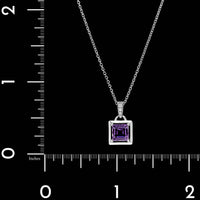 14K White Gold Estate Amethyst and Diamond Pendant Necklace
