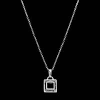 14K White Gold Estate Amethyst and Diamond Pendant Necklace