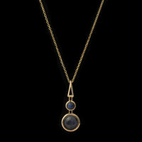 14K Yellow Gold Estate Labradorite Pendant Necklace