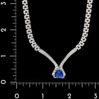 14K White Gold Estate Tanzanite and Diamond Necklace