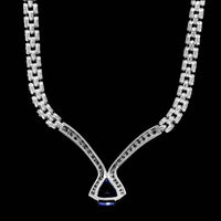 14K White Gold Estate Tanzanite and Diamond Necklace