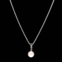 Mikimoto 18K White Gold Estate Akoya Cultured Pearl and Sapphire Morning Dew Pendant Necklace