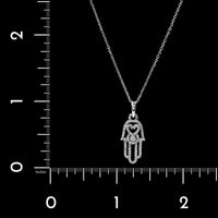 14K White Gold Estate Diamond Hand of Hamsa Pendant Necklace