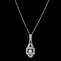 Art Deco Platinum Diamond Pendant Necklace