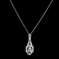 Art Deco Platinum Diamond Pendant Necklace