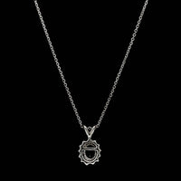 14K White Gold Estate Emerald and Diamond Pendant Necklace