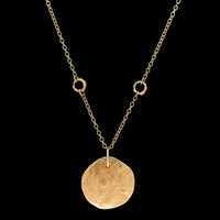 14K Yellow Gold Estate Onyx and Diamond Pendant Necklace