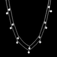 14K White Gold Estate Double Strand Fancy Link Necklace