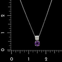 14K White Gold Estate Amethyst and Diamond Pendant Necklace