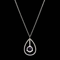 14K White Gold Estate Amethyst and Diamond Pendant Necklace