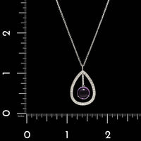 14K White Gold Estate Amethyst and Diamond Pendant Necklace