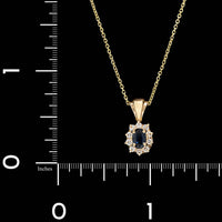 14K Yellow Gold Estate Sapphire and Diamond Pendant Necklace