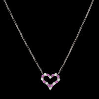 Tiffany & Co. Platinum Estate Pink Sapphire and Diamond Heart Pendant Necklace
