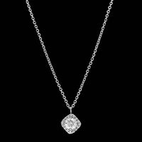 14K White Gold Estate Diamond Halo Pendant Necklace