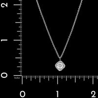 14K White Gold Estate Diamond Halo Pendant Necklace