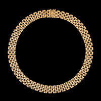 14K Yellow Gold Estate Five Row Panther Link Necklace