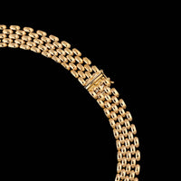 14K Yellow Gold Estate Five Row Panther Link Necklace