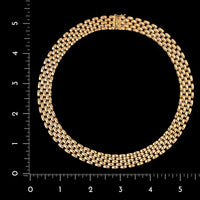 14K Yellow Gold Estate Five Row Panther Link Necklace