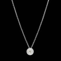 14K White Gold Estate Diamond Halo Pendant Necklace