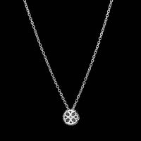 14K White Gold Estate Diamond Halo Pendant Necklace