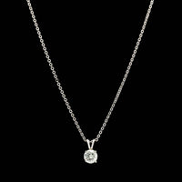 14K White Gold Estate Diamond Solitaire Pendant Necklace