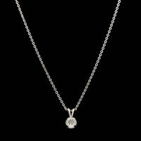14K White Gold Estate Diamond Solitaire Pendant Necklace