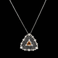 18K White Gold Estate Sapphire and Diamond Pendant Necklace