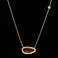 14K Rose Gold Estate Opal and Diamond Pendant Necklace