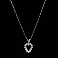 14K White Gold Estate Diamond Heart Pendant Necklace
