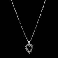 14K White Gold Estate Diamond Heart Pendant Necklace