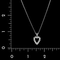 14K White Gold Estate Diamond Heart Pendant Necklace