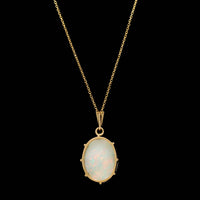 18K Yellow Gold Opal Pendant Necklace