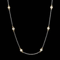 14K Two-tone Gold Estate Diamond Station Necklace